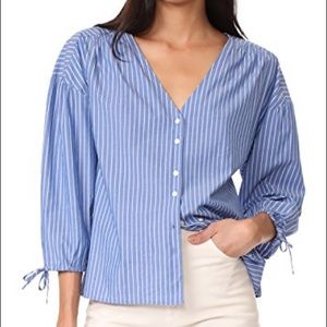 Madewell morning view blue and white blouse